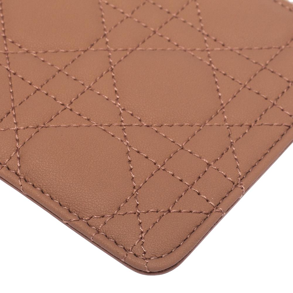 Women's Dior Old Rose Ultra Matte Cannage Quilted Leather Lady Dior Card Holder