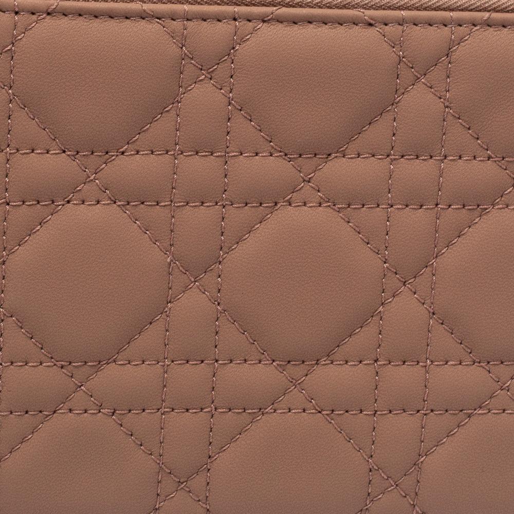 Dior Old Rose Ultra Matte Cannage Quilted Leather Lady Dior Card Holder 2