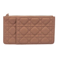 Dior Old Rose Ultra Matte Cannage Quilted Leather Lady Dior Card Holder