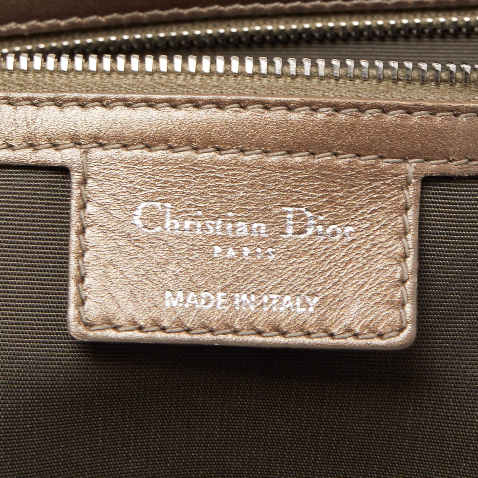 Dior Olive Green Cannage Coated Canvas & Leather Medium Panarea Shopper Tote 6