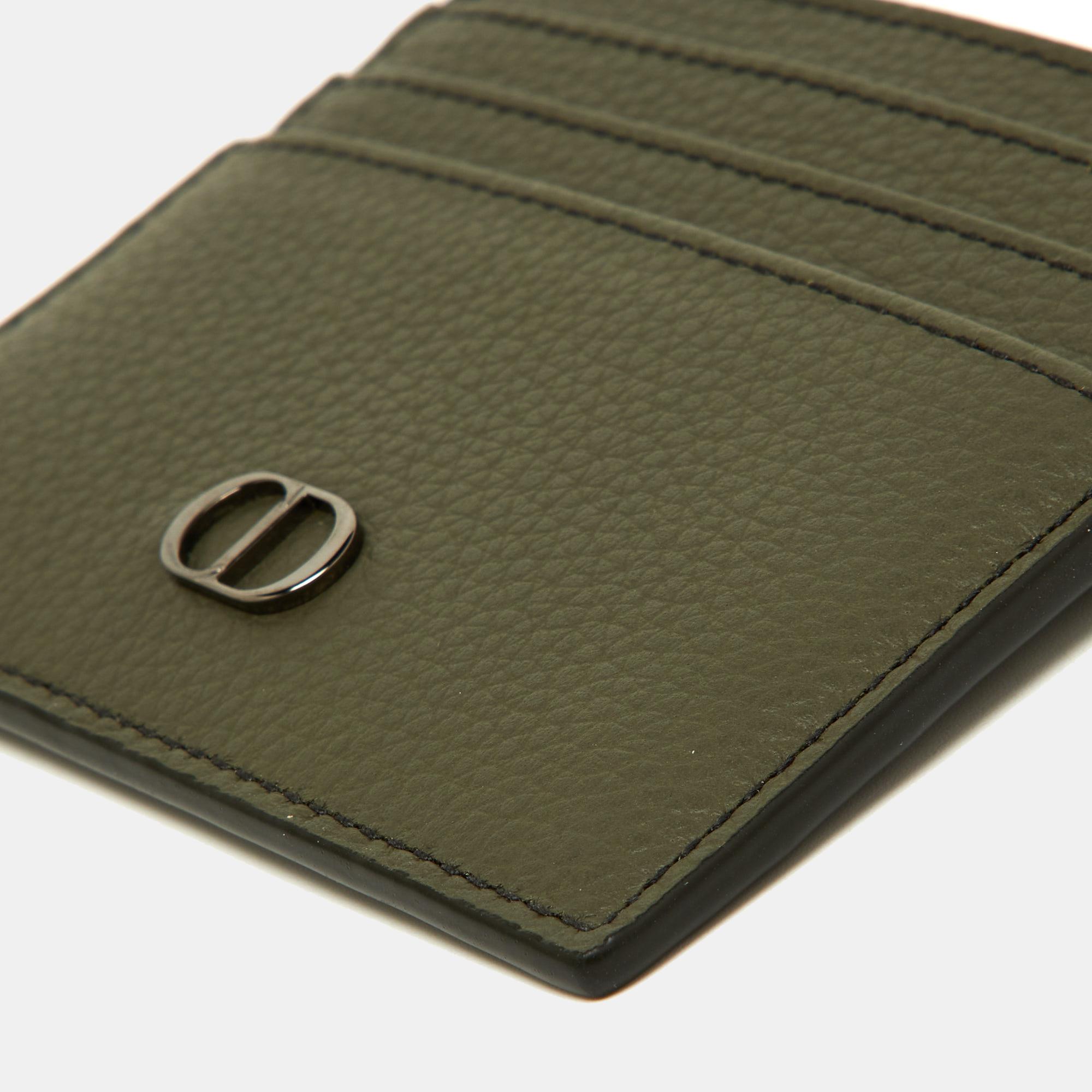 Dior Olive Green Leather Card Holder In New Condition In Dubai, Al Qouz 2