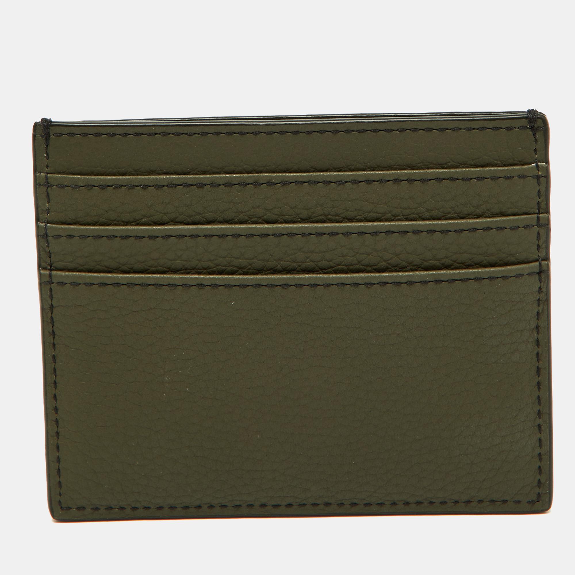 Dior Olive Green Leather Card Holder 1