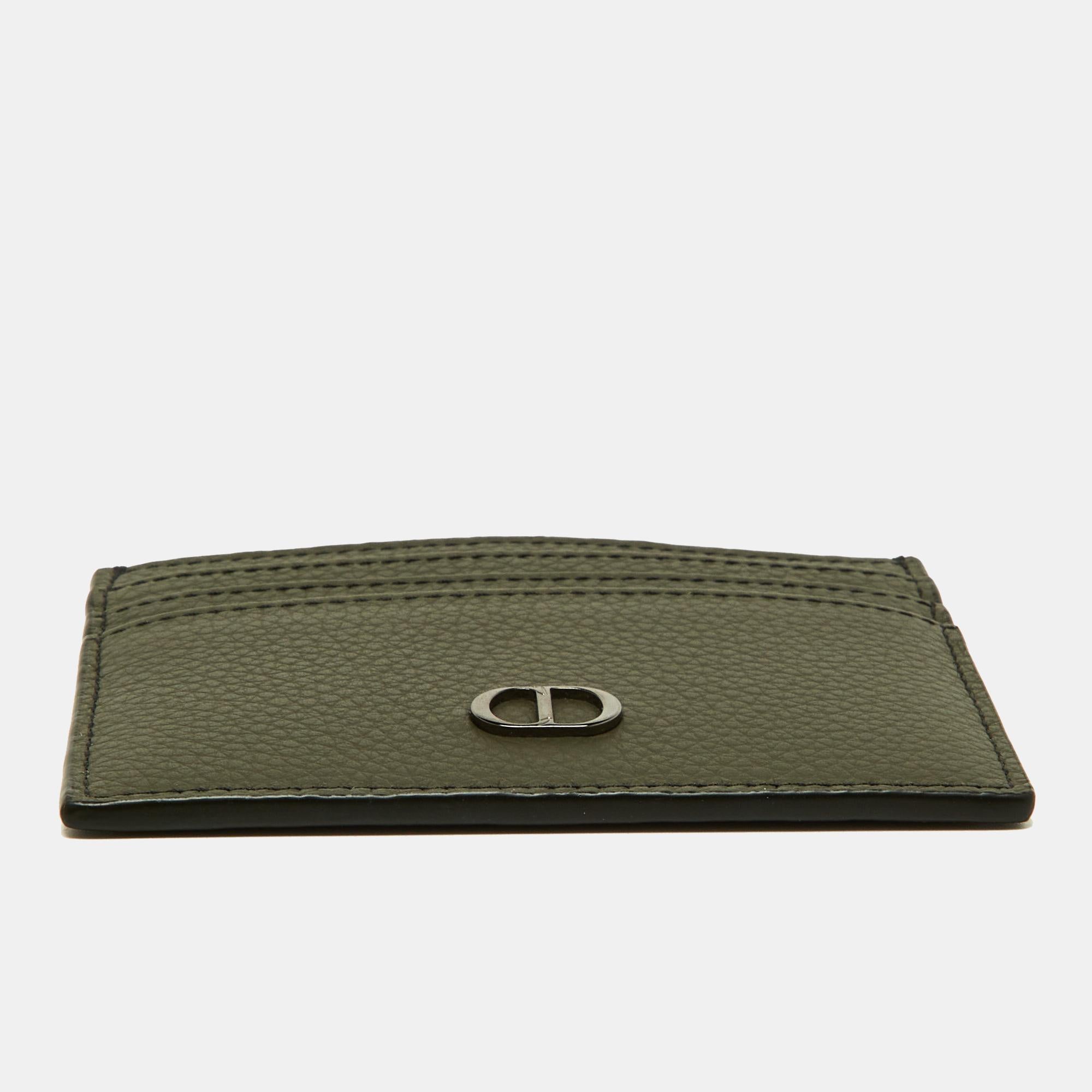 Dior Olive Green Leather Card Holder 3