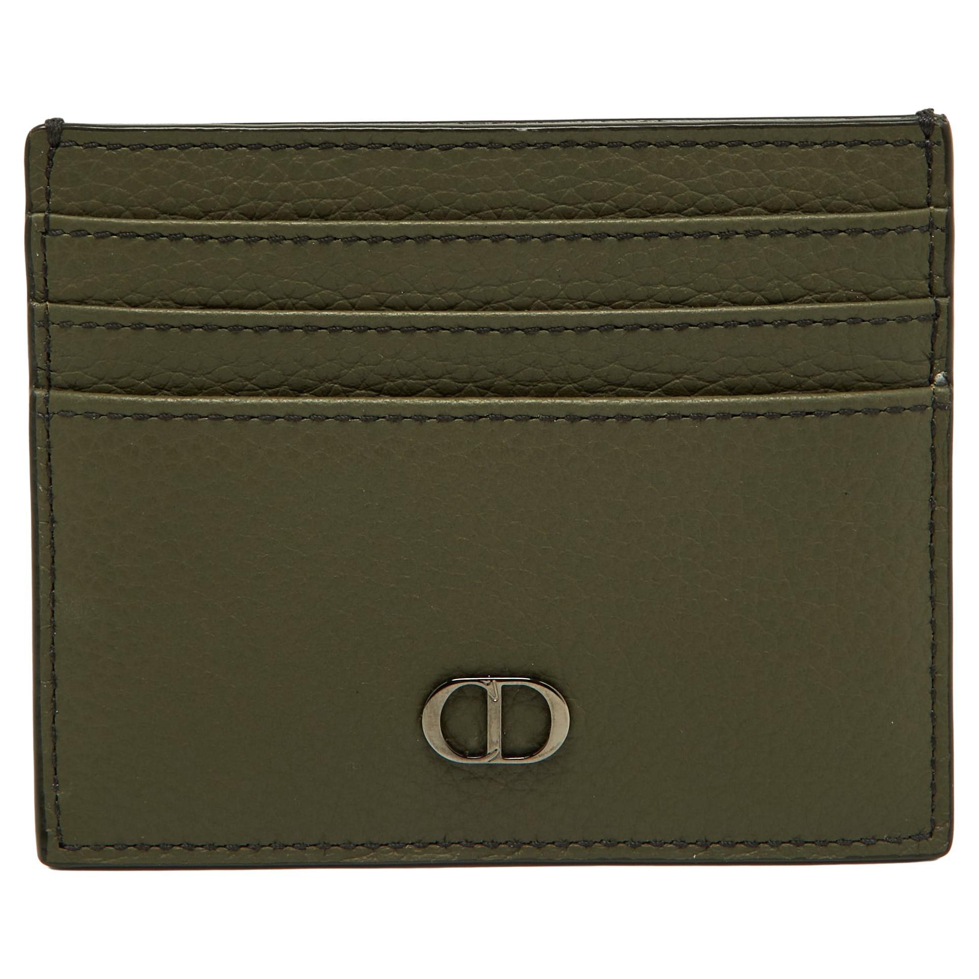 Dior Olive Green Leather Card Holder