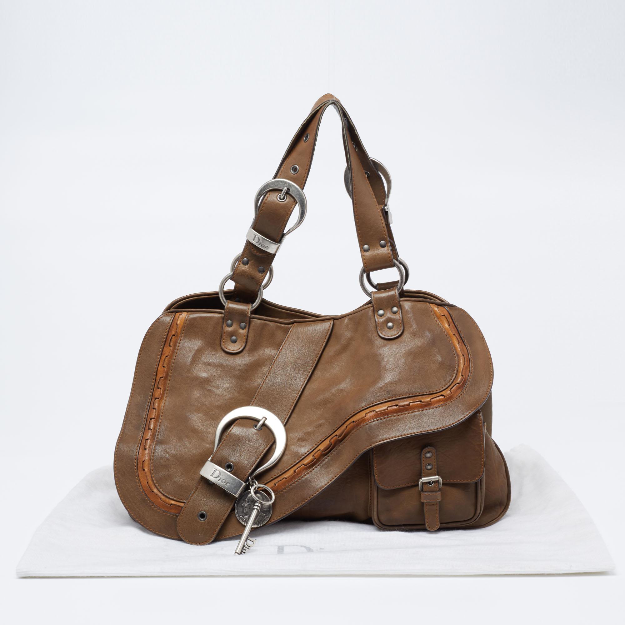 Dior Olive Green Leather Double Saddle Shoulder Bag 7