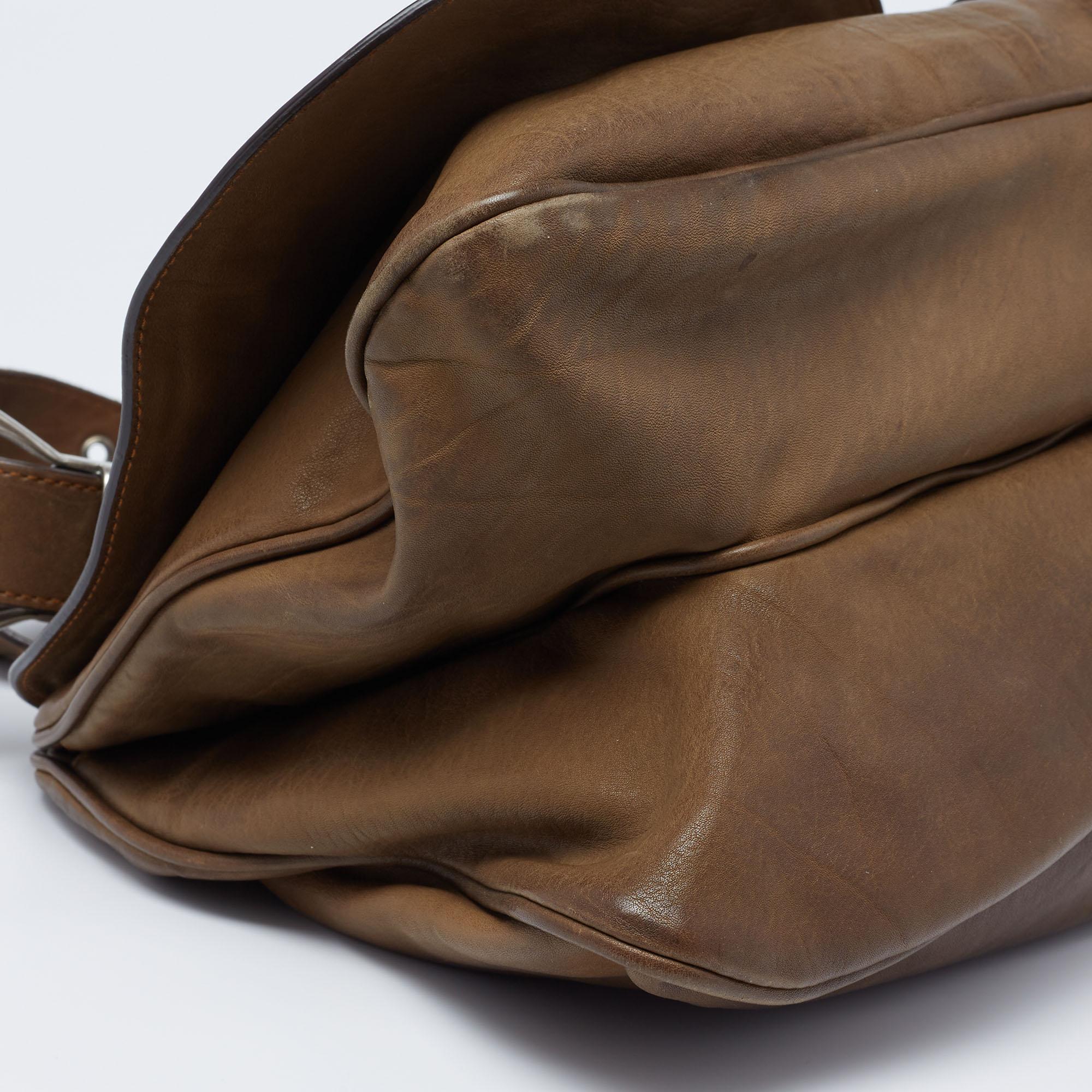 Dior Olive Green Leather Double Saddle Shoulder Bag 2