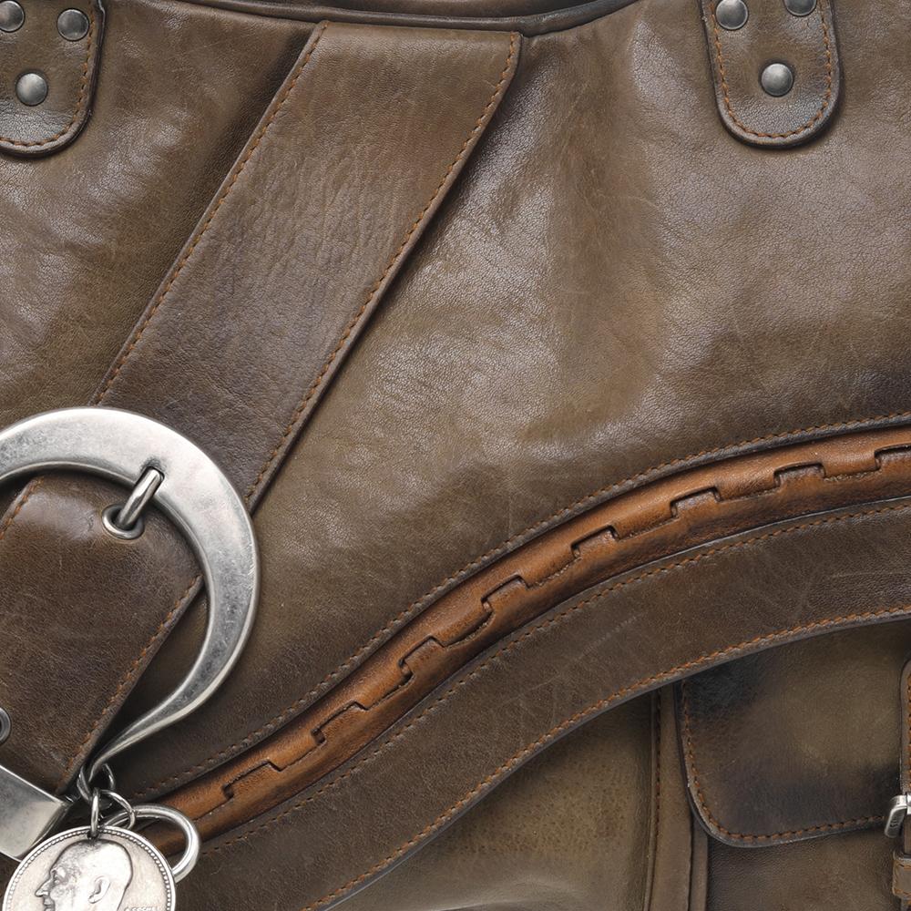 Dior - Sac à bandoulière Gaucho en cuir vert olive 4