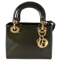 Dior Olive Grün Monogramm Lackleder Mini Lady Dior Tasche