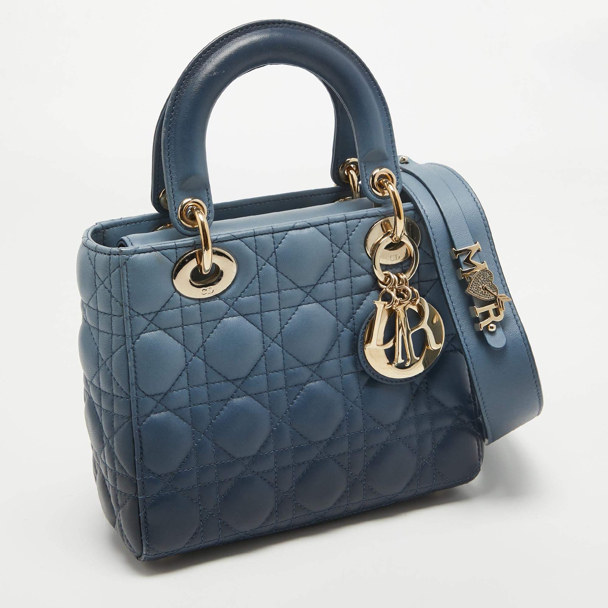 Dior Ombre Blue Cannage Leather Small My ABCDior Lady Dior Tote 8
