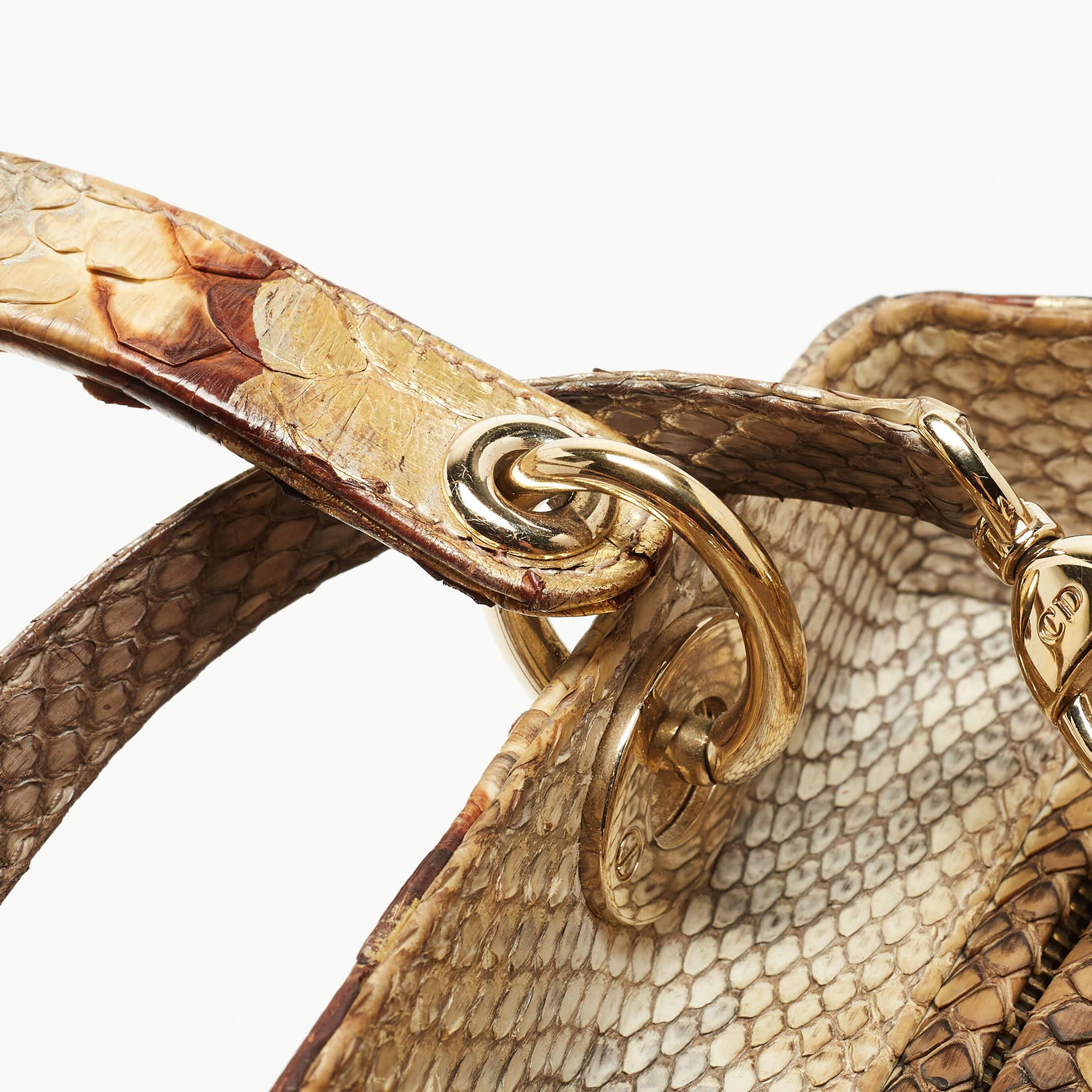 Dior Ombre Gold Python Medium Lady Dior Tote 6