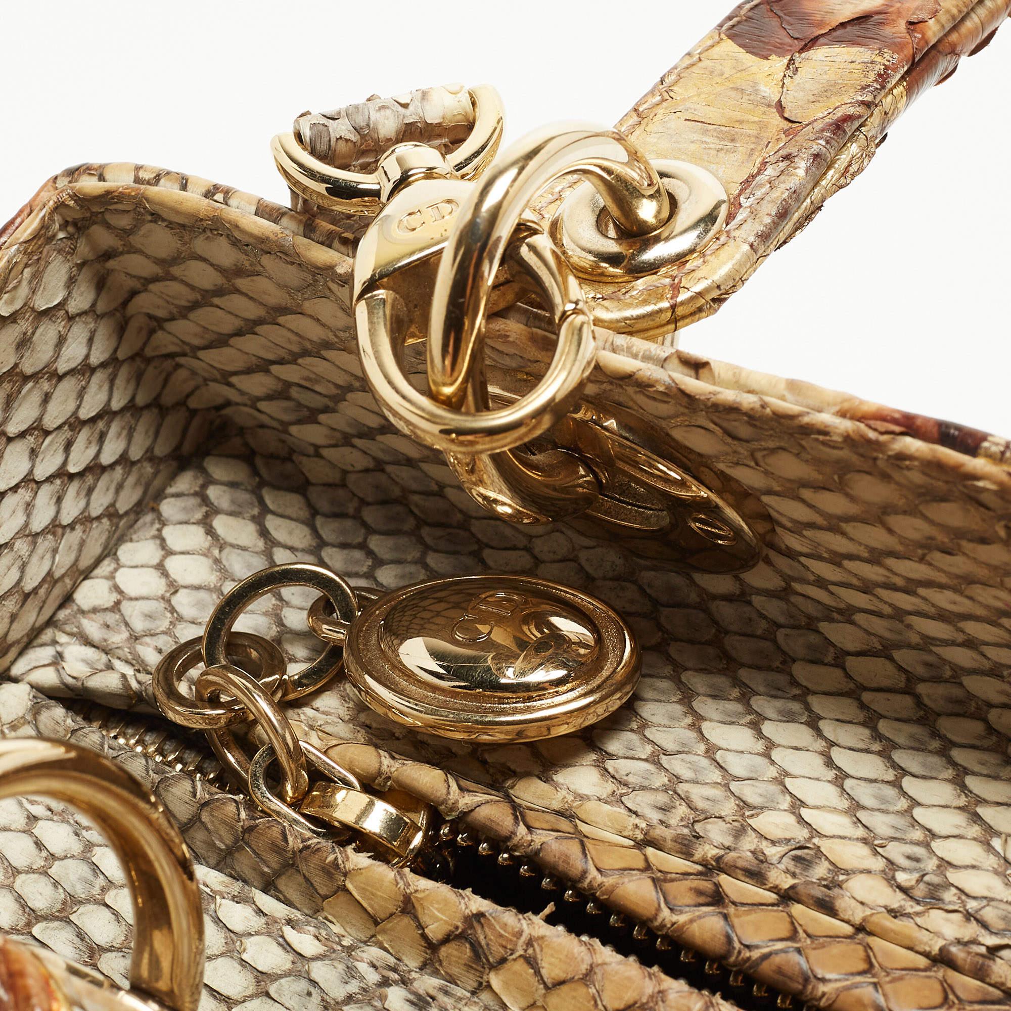 Dior Ombre Gold Python Medium Lady Dior Tote 7