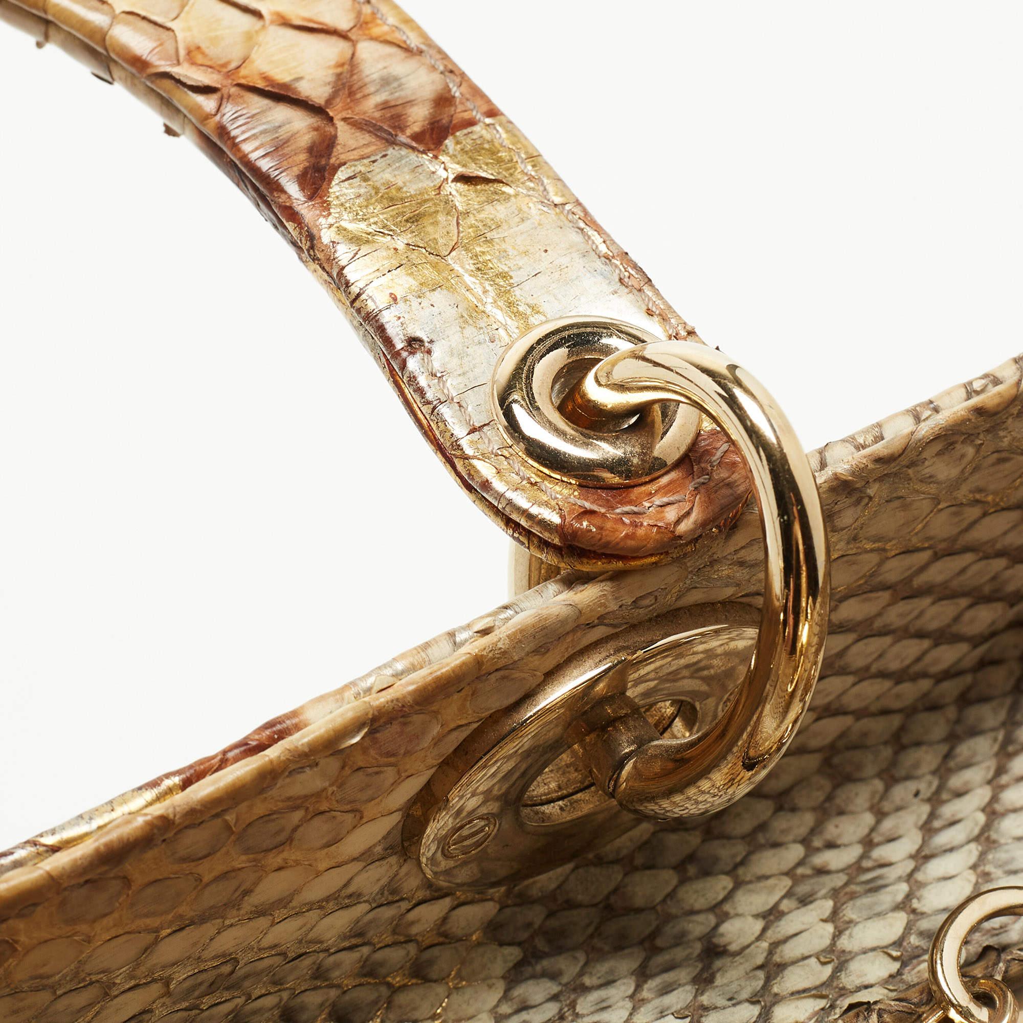 Dior Ombre Gold Python Medium Lady Dior Tote 9