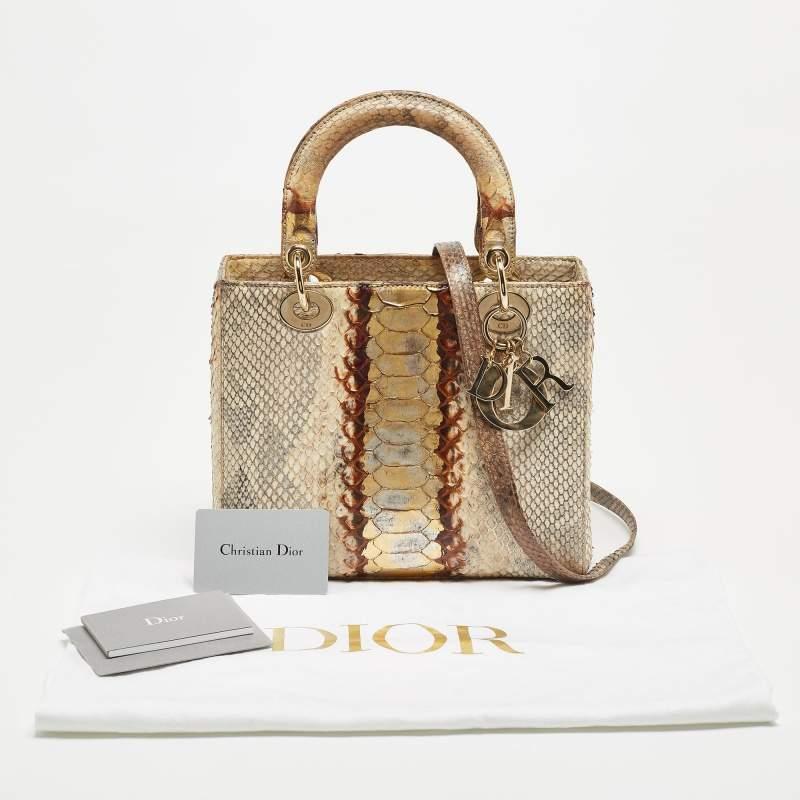 Dior Ombre Gold Python Medium Lady Dior Tote 10