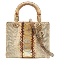 Sac cabas Lady Dior de taille moyenne en python doré dégradé