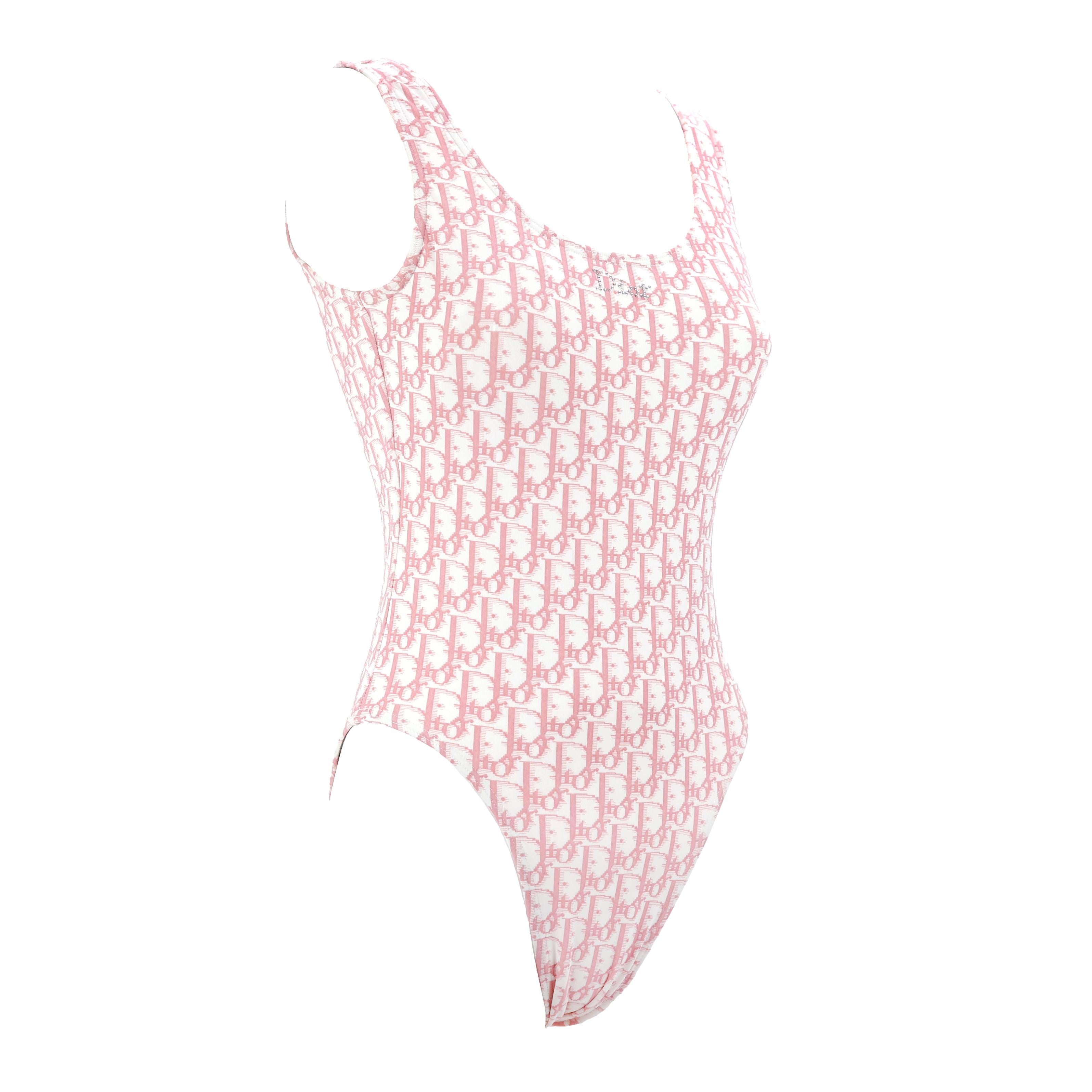 Dior one-piece swimsuit in pink oblique monogram In Excellent Condition In Bressanone, Trentino-Alto Adige