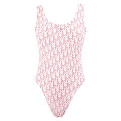 Used Dior one-piece swimsuit in pink oblique monogram