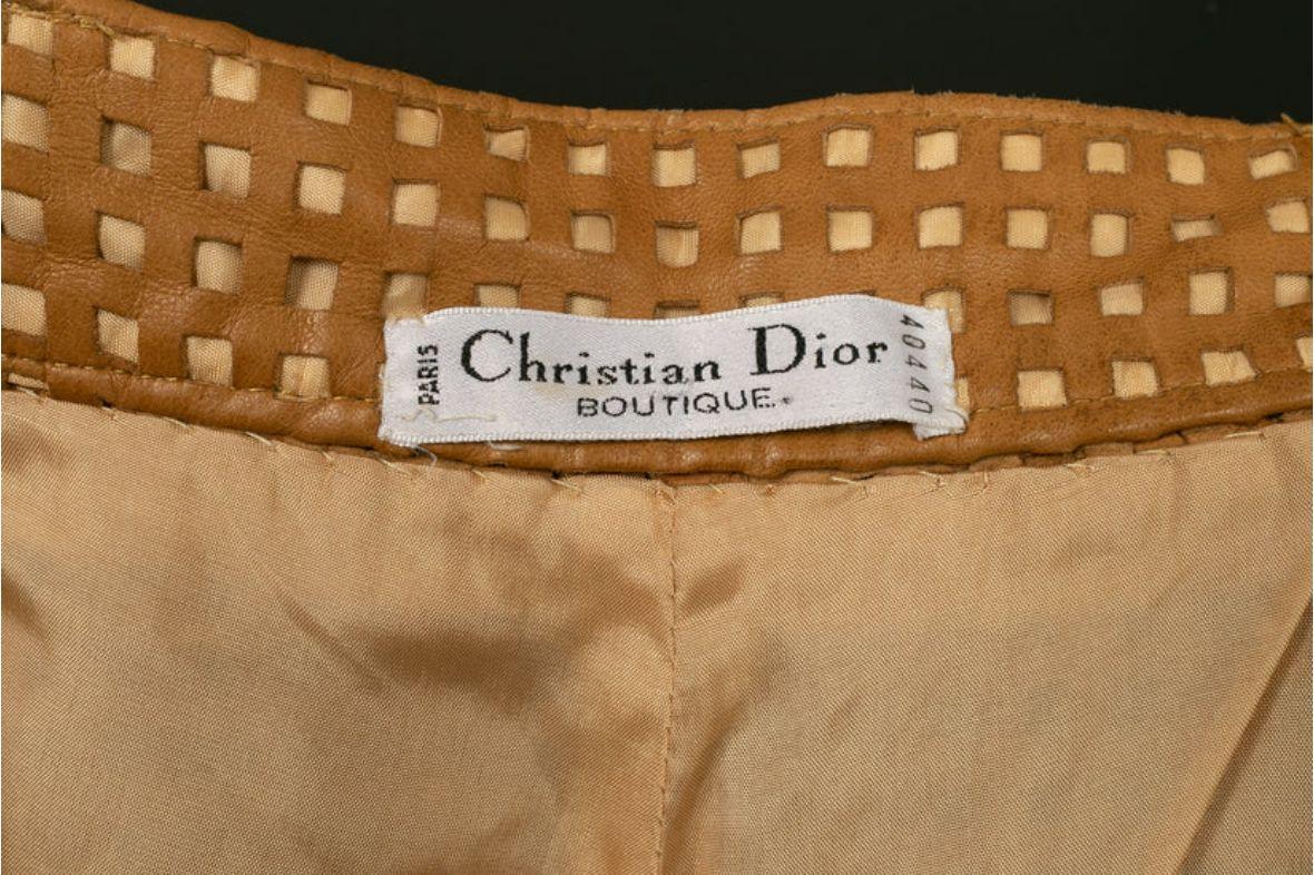 Dior Openwork Leather Brown Tones Pants, Size 34FR For Sale 5