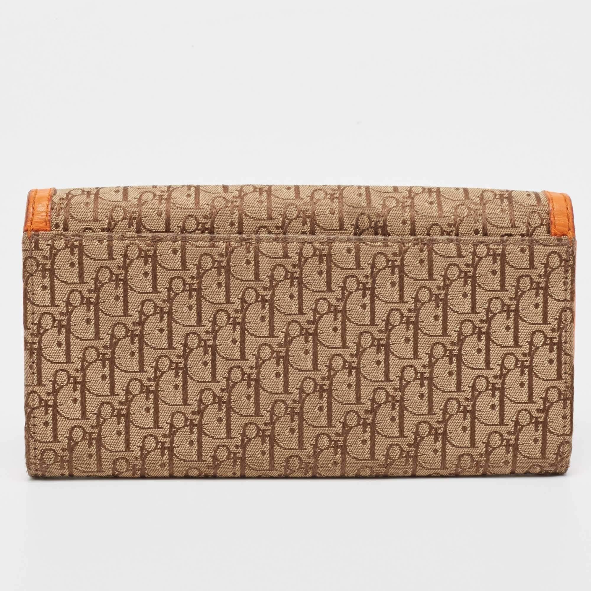 Dior Orange/Beige Diorrisimo Canvas and Leather Street Chic Continental Wallet 1