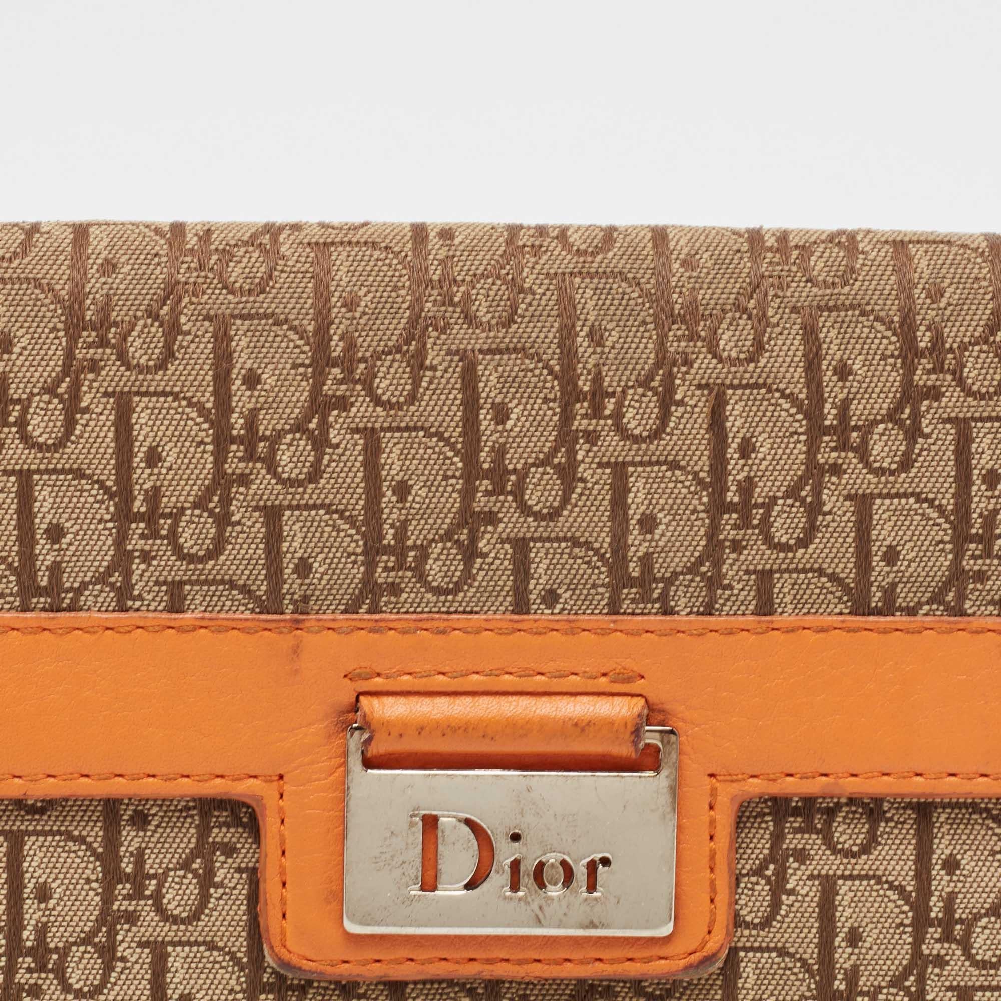 Dior Orange/Beige Diorrisimo Canvas and Leather Street Chic Continental Wallet 2