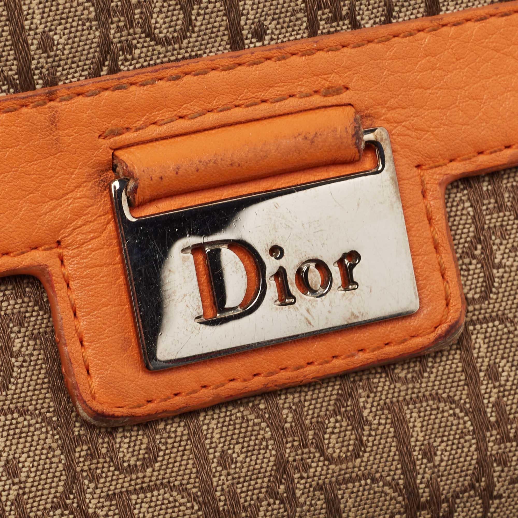 Dior Orange/Beige Diorrisimo Canvas and Leather Street Chic Continental Wallet 3