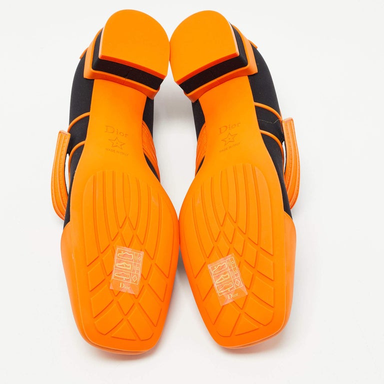 Dior Orange/Black Rubber and Fabric Roller Mary Jane Pumps Size 39 For
