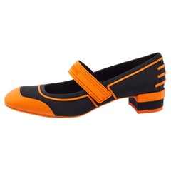 Dior Orange/Black Rubber and Fabric Roller Mary Jane Pumps Size 39
