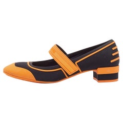 Dior Orange/Black Rubber and Fabric Roller Mary Jane Pumps Size 40