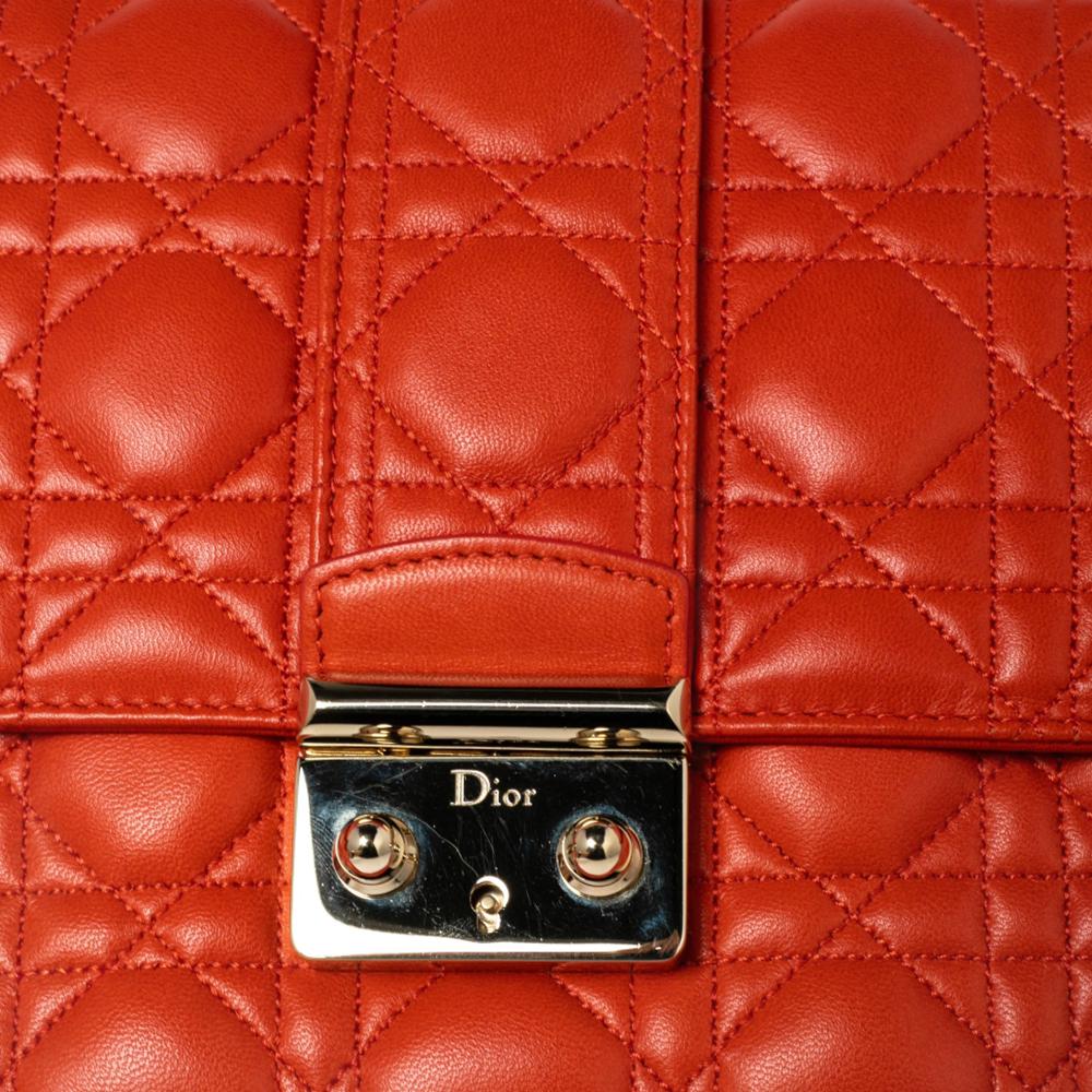 Dior Orange Cannage Leather Medium Miss Dior Flap Bag 3