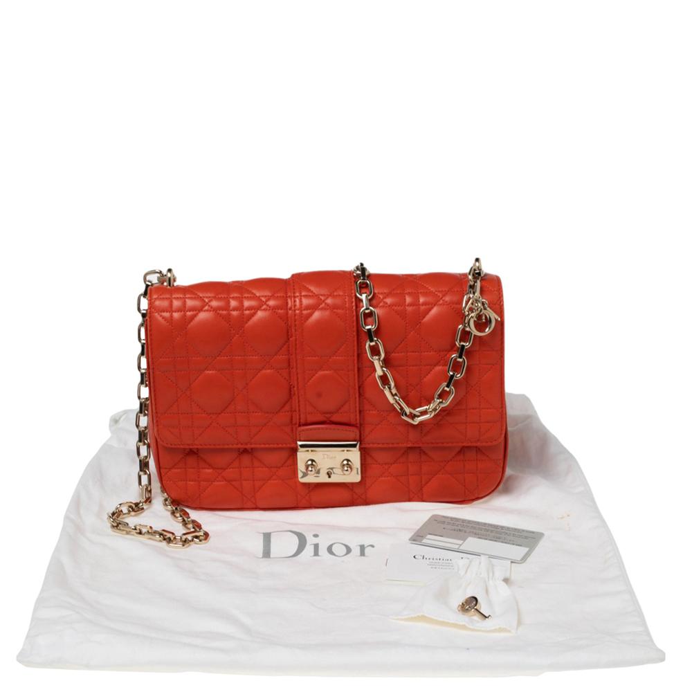 Dior Orange Cannage Leather Medium Miss Dior Flap Bag 5