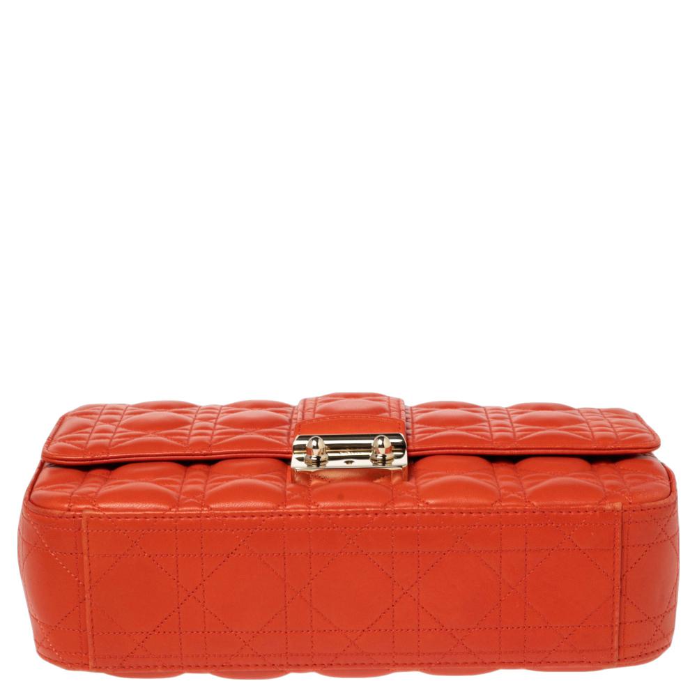 Red Dior Orange Cannage Leather Medium Miss Dior Flap Bag