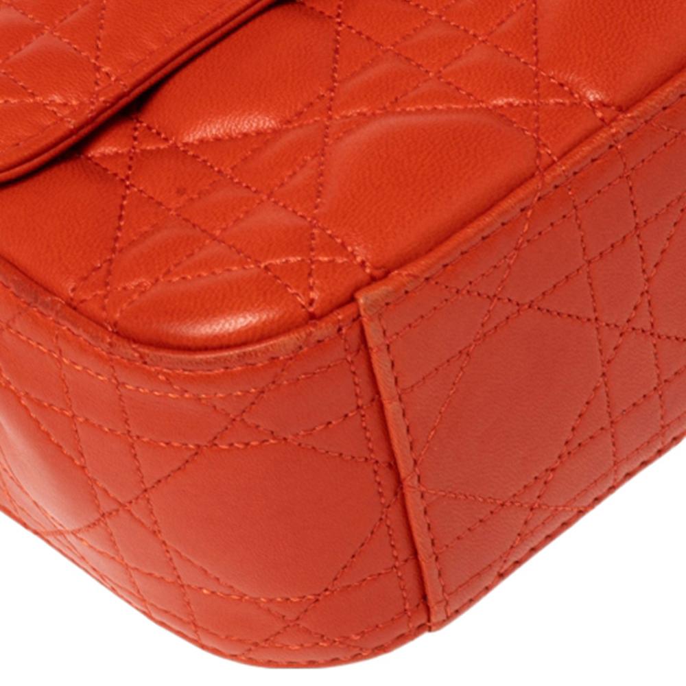 Dior Orange Cannage Leather Medium Miss Dior Flap Bag In Good Condition In Dubai, Al Qouz 2
