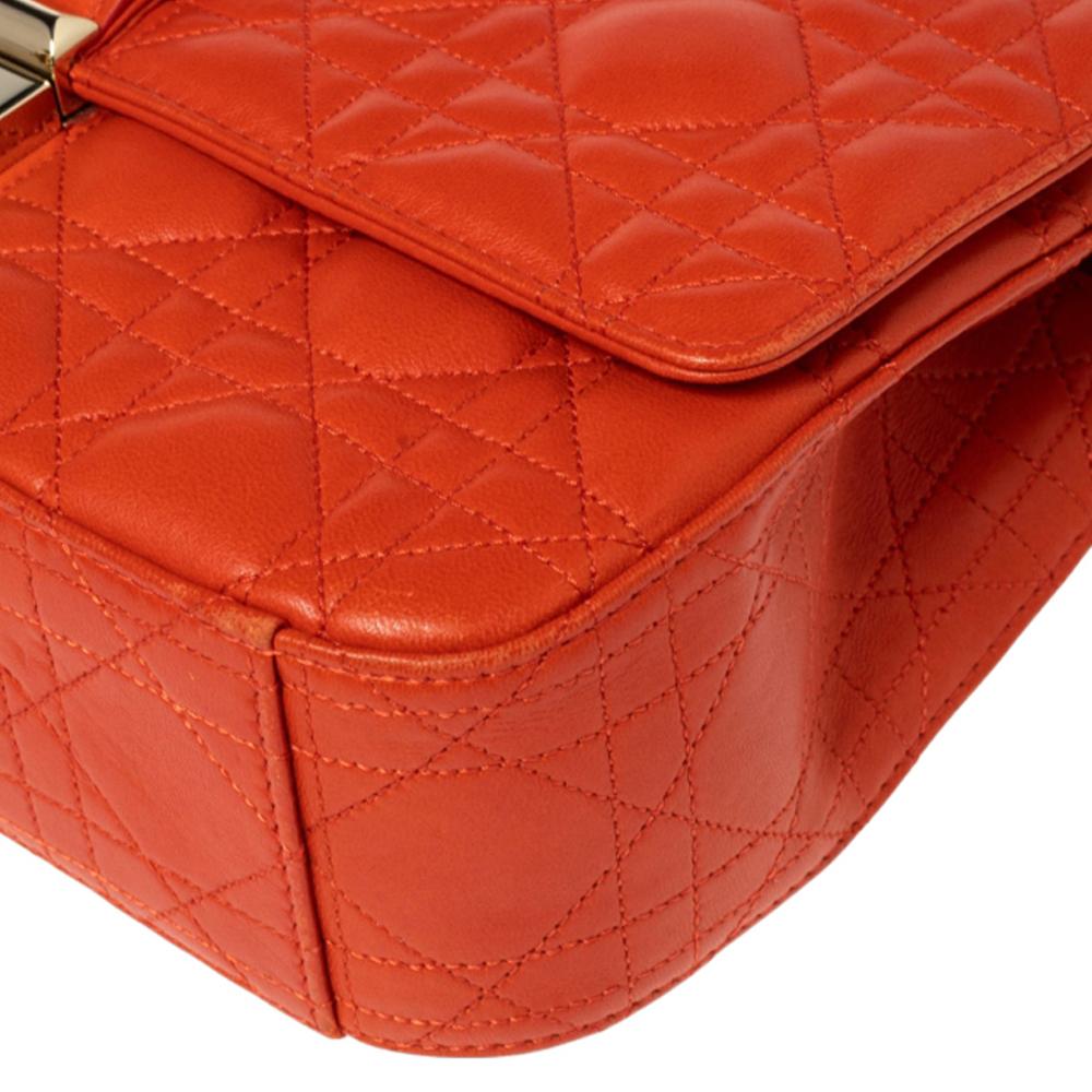 Women's Dior Orange Cannage Leather Medium Miss Dior Flap Bag