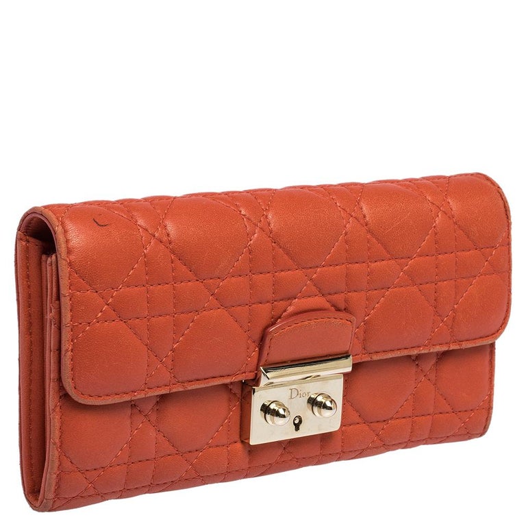 Dior Orange Cannage Leather Miss Dior Flap Continental Wallet For Sale ...