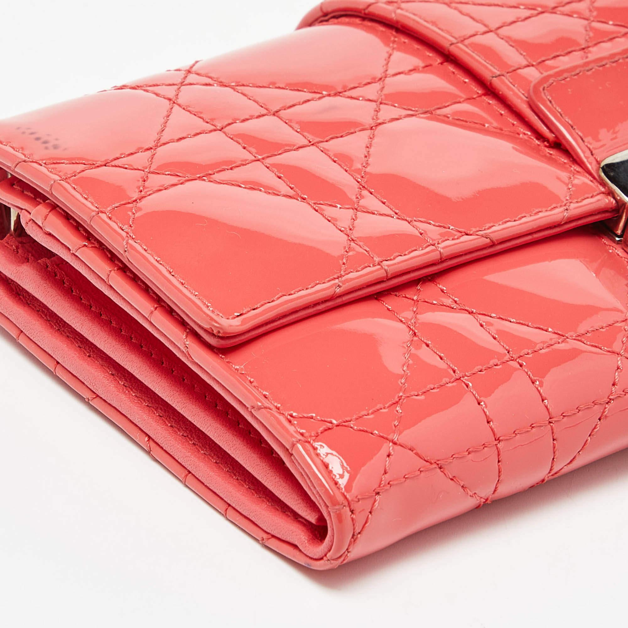 Dior Orange Cannage Lackleder Miss Dior Promenade Brieftasche im Angebot 8