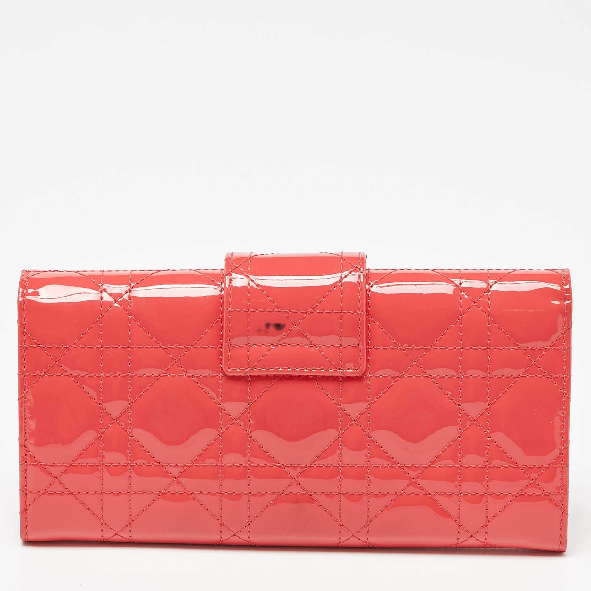 Dior Orange Cannage Lackleder Miss Dior Promenade Brieftasche im Angebot 3