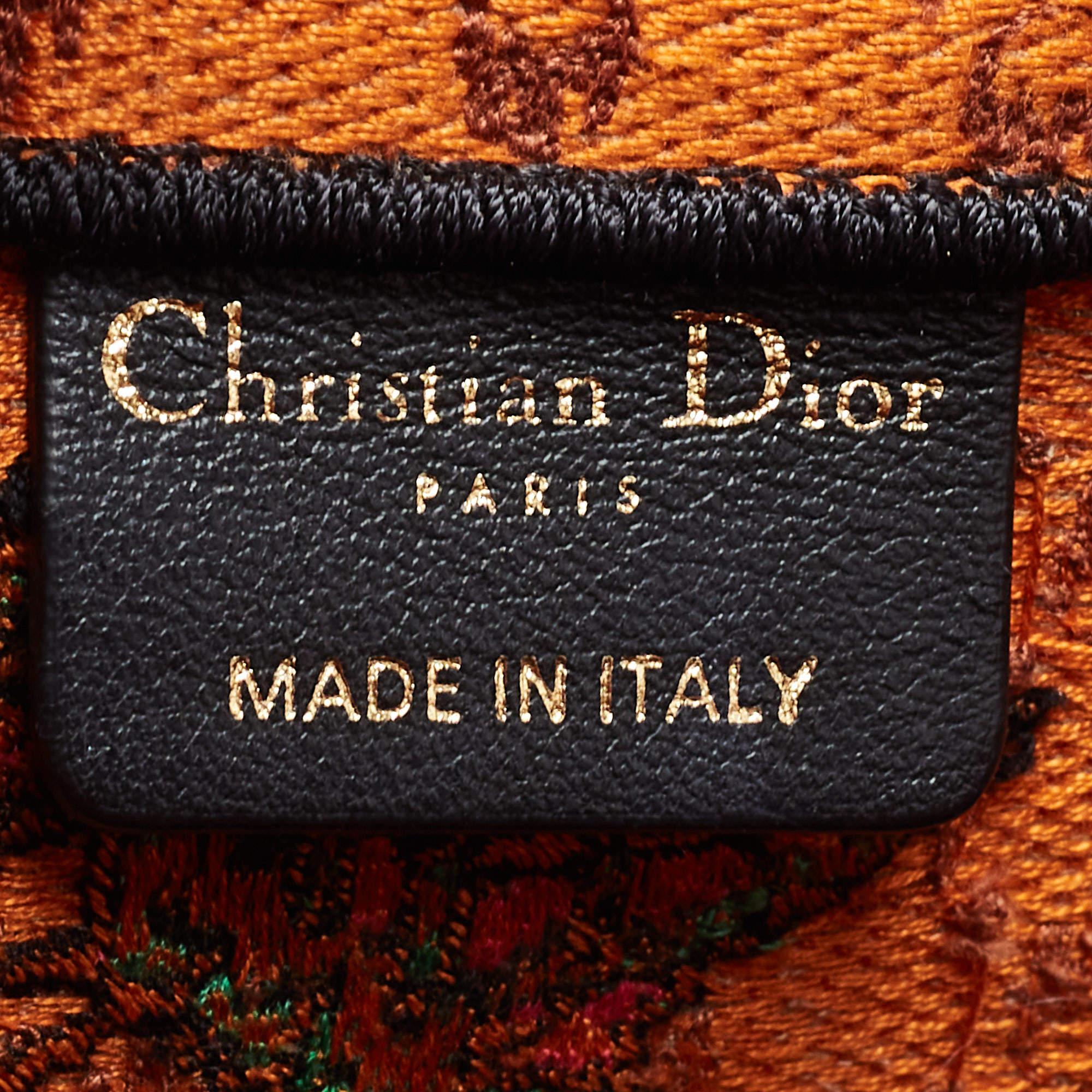 Dior Orange/Green Embroidered Canvas Medium Dino Book Tote 6