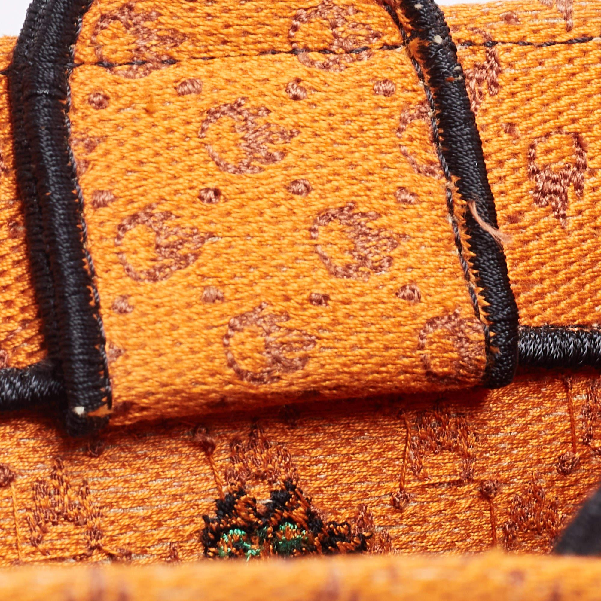 Dior Orange/Green Embroidered Canvas Medium Dino Book Tote 4