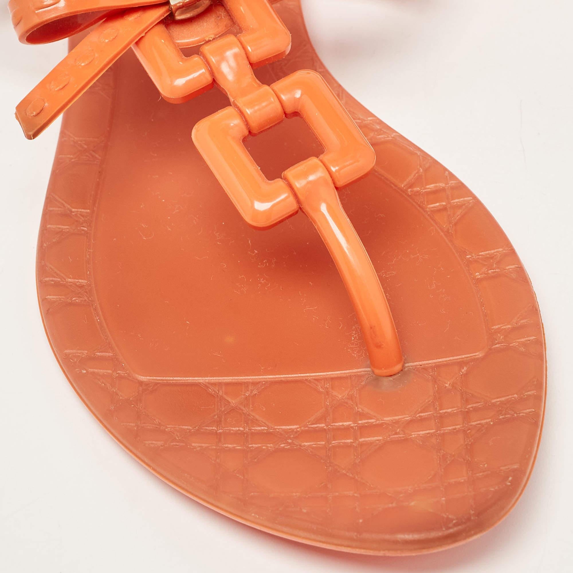 Dior Orange Jelly Thong Flat Sandals Size 40 For Sale 3