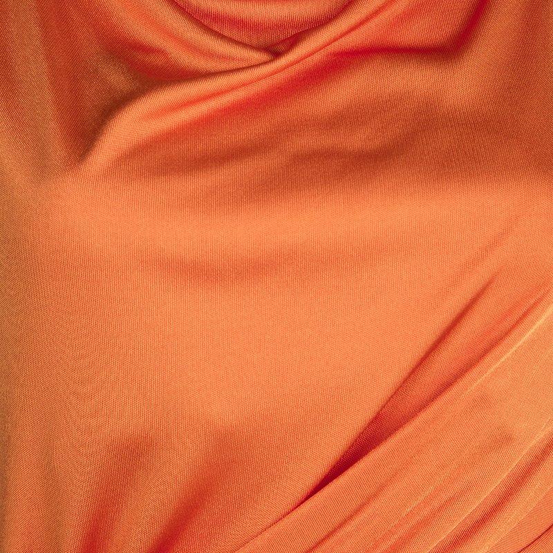 Women's Dior Orange Knit Draped Sleeveless Cowl Neck Dress M