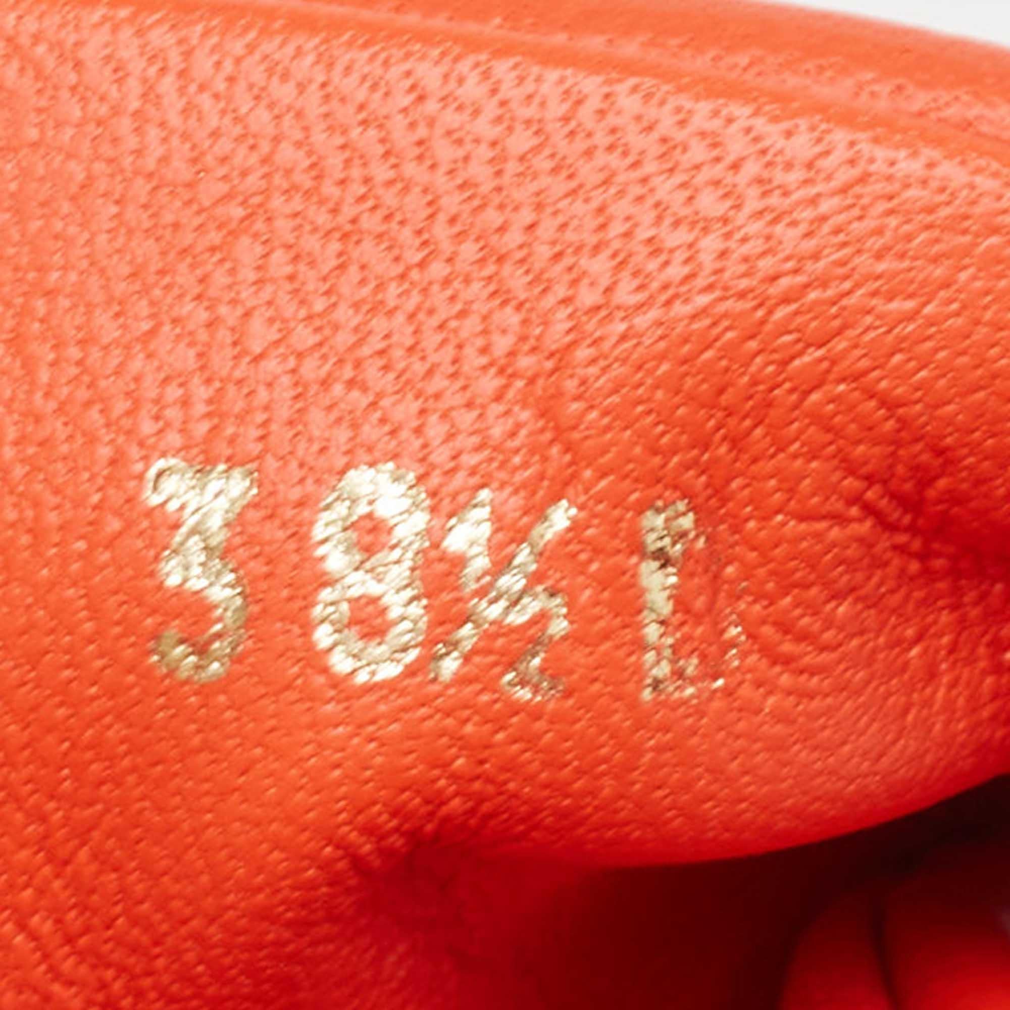 Dior - Chaussures plates à lacets en cuir orange, taille 38,5 en vente 4