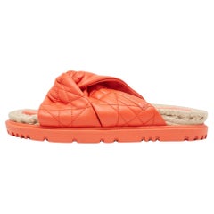 Dior - Chaussures plates à lacets en cuir orange, taille 38,5