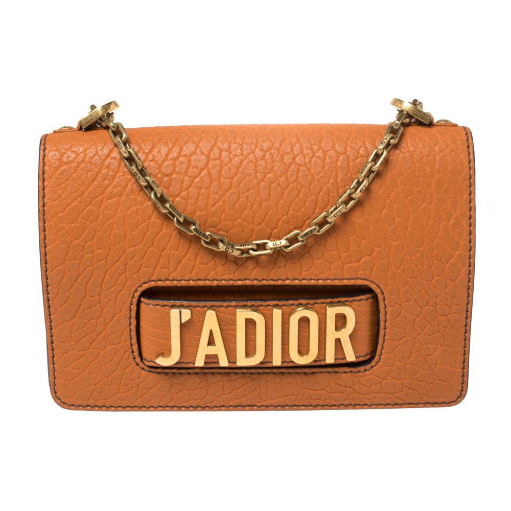 Dior Orange Leather J’adior Flap Shoulder Bag