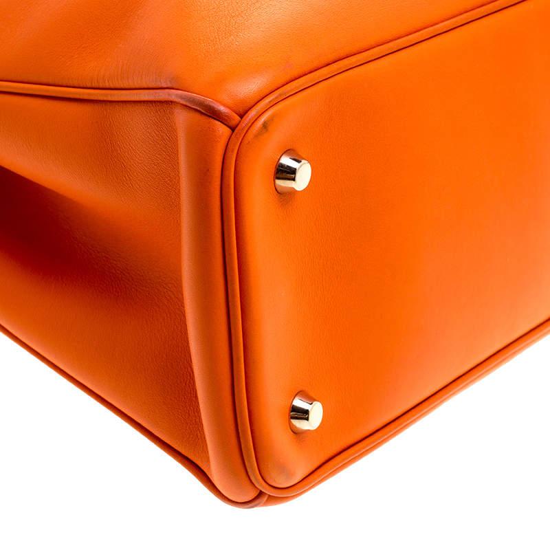 Dior Große Diorissimo Shopper Tote aus orangefarbenem Leder im Angebot 6