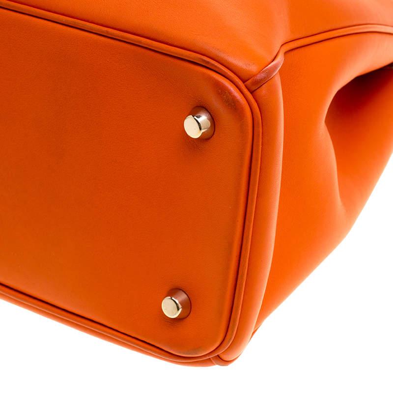 Dior Orange Leather Large Diorissimo Shopper Tote For Sale 7