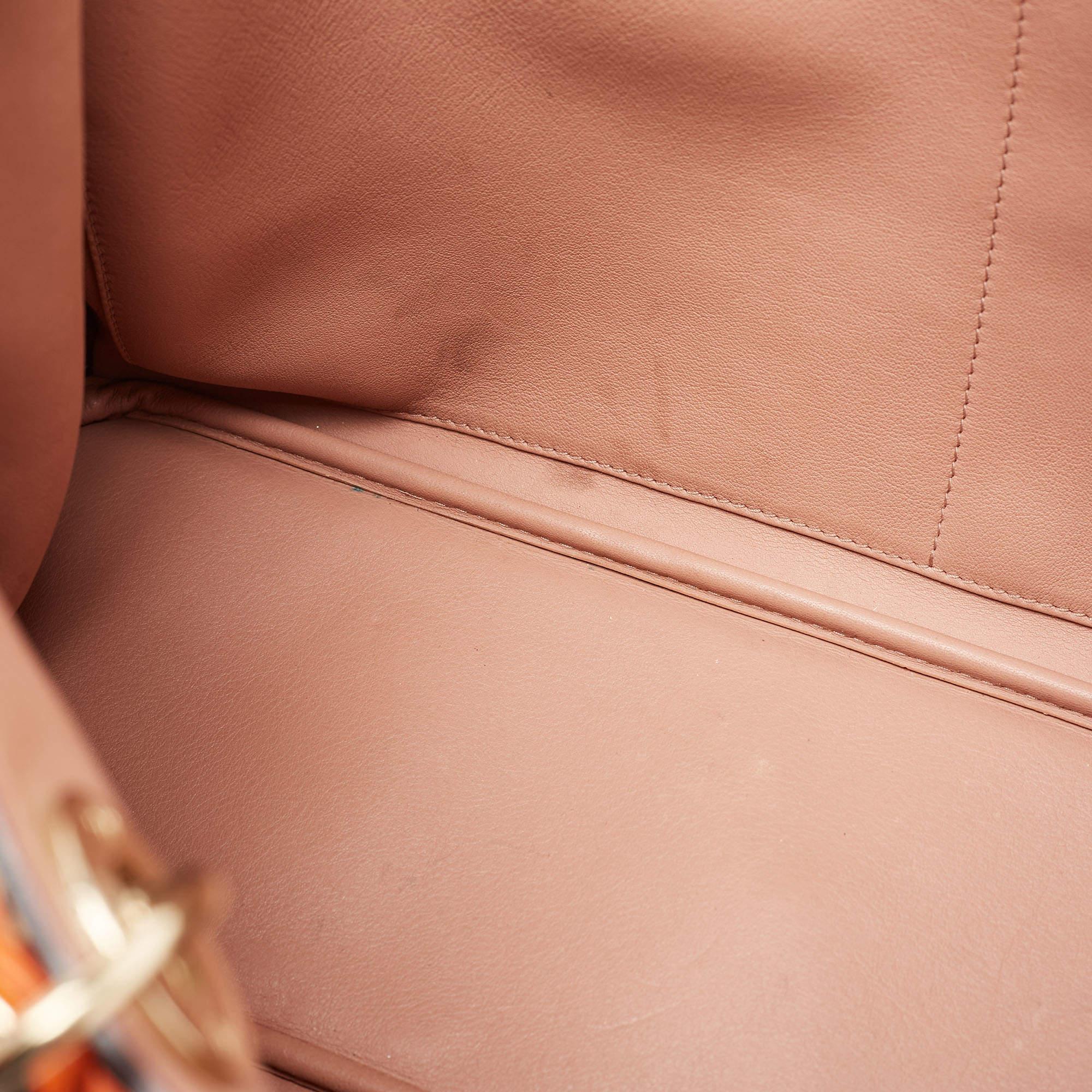 Dior Orange Leather Large Diorissimo Shopper Tote For Sale 9