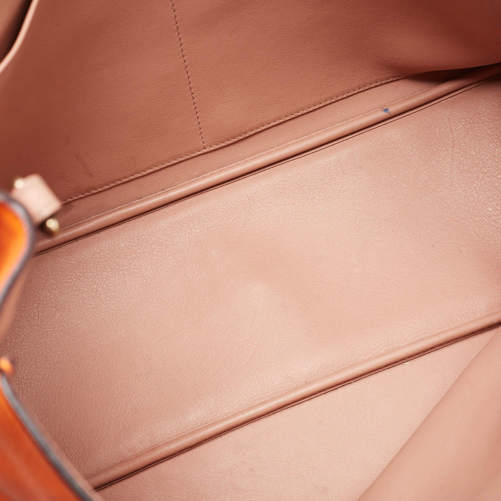 Dior Orange Leather Large Diorissimo Shopper Tote For Sale 14
