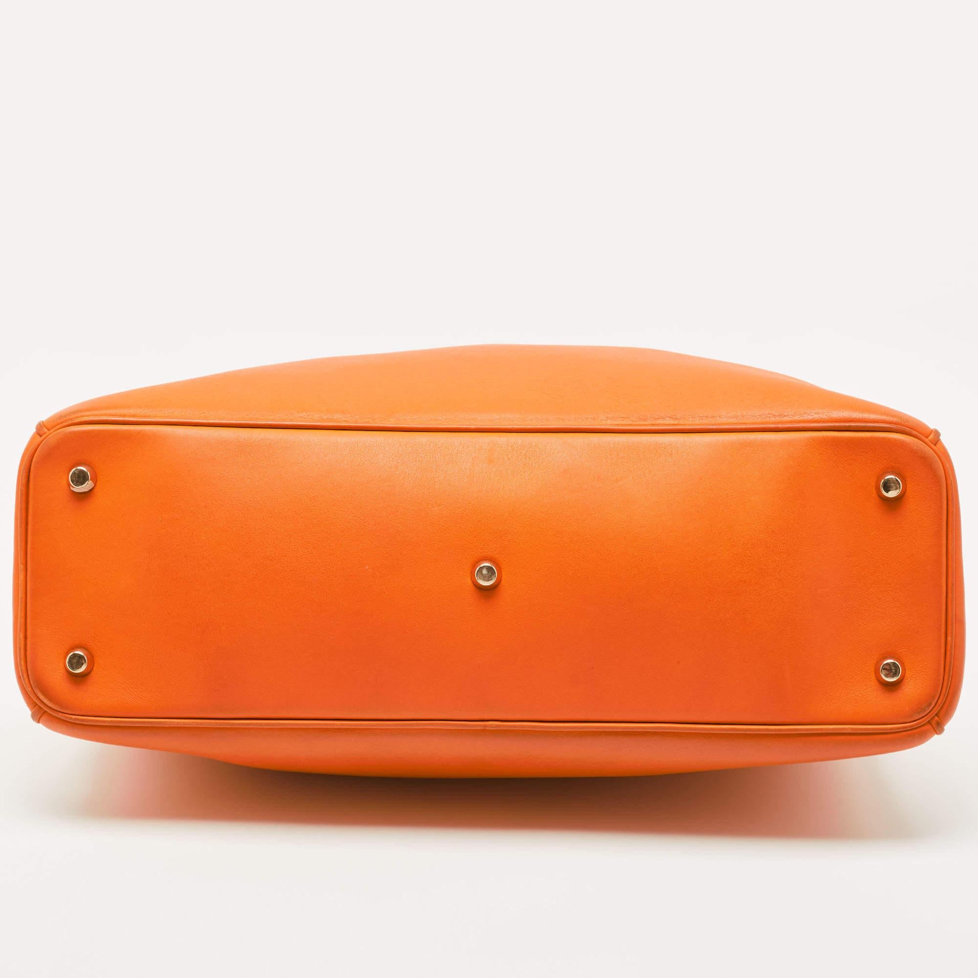 Dior Große Diorissimo Shopper Tote aus orangefarbenem Leder im Angebot 2