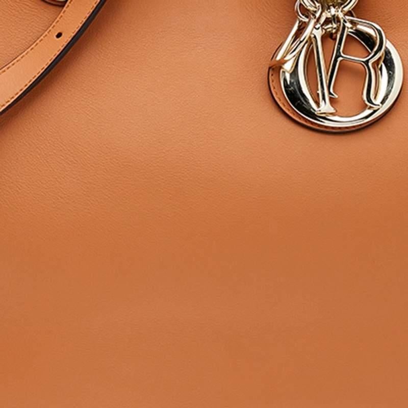 Dior Orange Leather Large Diorissimo Shopper Tote 5