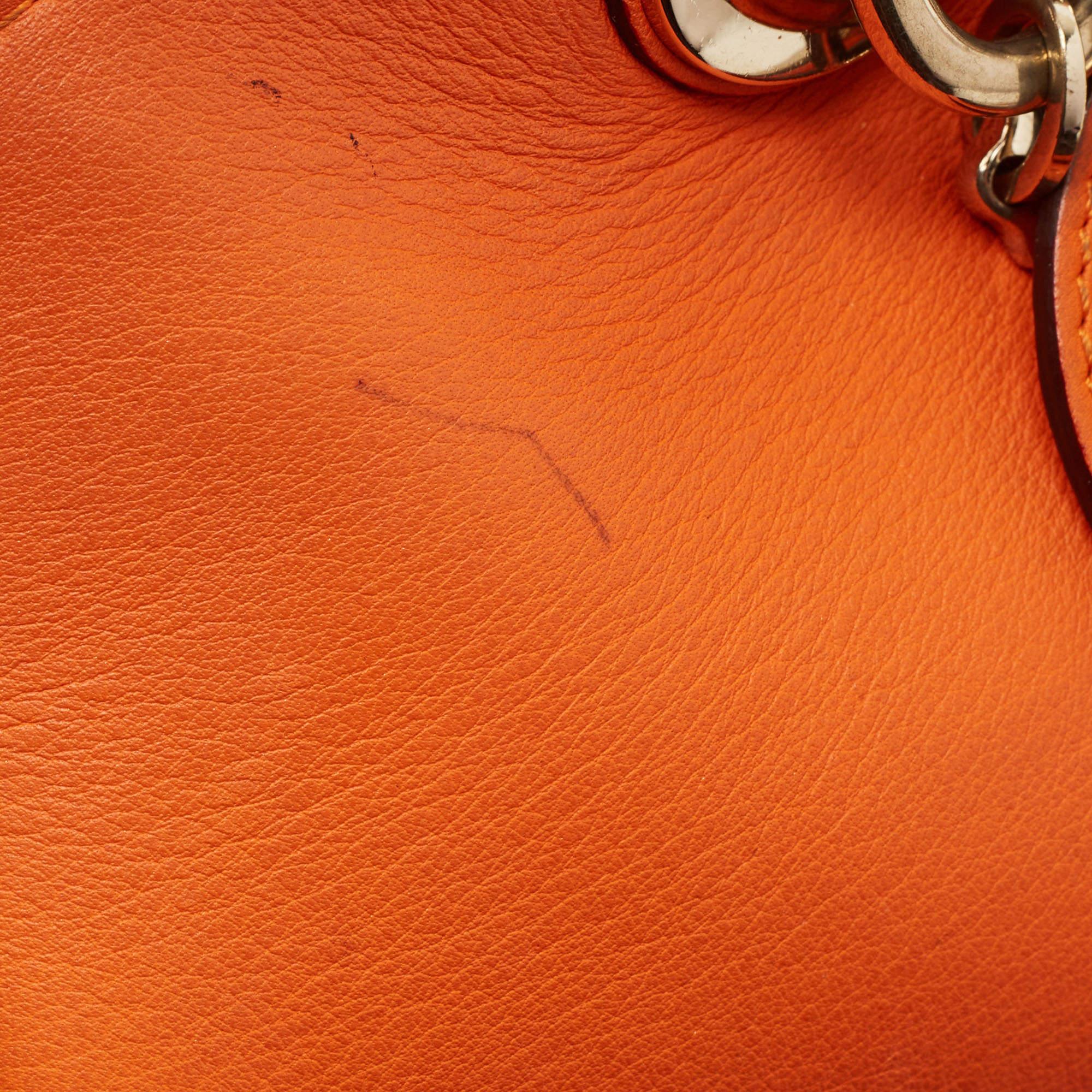 Dior Orange Leather Large Diorissimo Shopper Tote For Sale 5