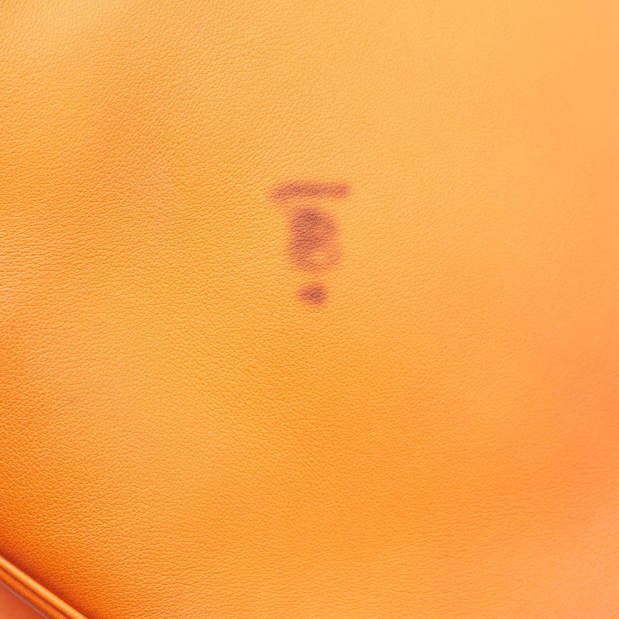 Dior Orange Leather Large Diorissimo Shopper Tote For Sale 5